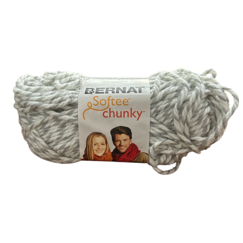 Bernat Softee Chunky Yarn in Gray Ragg - 1 Skein - NWT